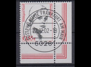 Bund 2297 Eckrand rechts unten Frauen 144 Cent mit Ersttagsstempel Frankfurt