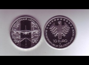 Silbermünze 10 Euro stempelglanz 2009 Internationale Luftfahrtausstellung 