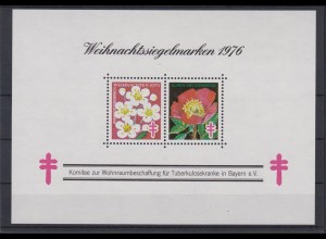 Weihnachtssiegelmarken 1976 Block ohne Gummi Tuberkolosekranke in Bayern