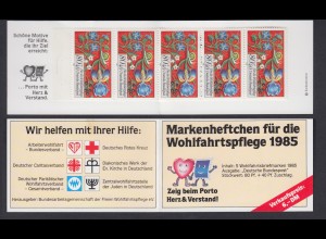 Bund Wolhfahrt BAG Markenheftchen 5x 1261 80+ 40 Pf 1985 postfrisch 