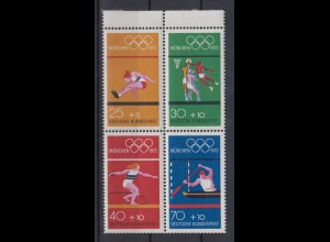 Bund 734-737 Heftchenblatt 22 Olympiade München 1972 postfrisch