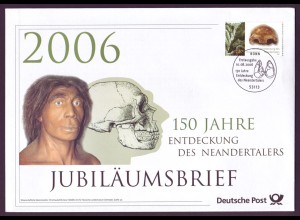 Bund Jubiläumsbrief 2006 Mi.Nr. 2553 ESST 150 Jahre Entdeckung des Neandertalers