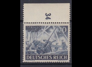 Deutsches Reich 838 mit Rand Tag der Wehrmacht 20+ 14 Pf postfrisch