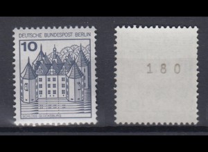 Berlin 532 II Letterset RM mit gerader Nr. Burgen + Schlösser 10 Pf postfrisch