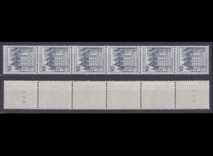 Berlin 532 II Letterset RM 6er Streifen Burgen + Schlösser 10 Pf postfrisch
