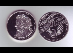 Silbermünze 10 Euro spiegelglanz 2006 Wolfgang Amadeus Mozart 
