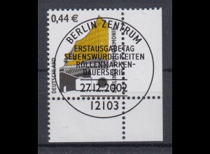 Bund 2298 Eckrand rechts unten SWK 44 Cent mit Ersttagsstempel Berlin