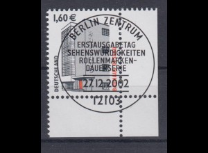Bund 2302 Eckrand rechts unten SWK 160 Cent mit Ersttagsstempel Berlin