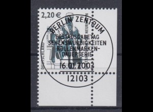 Bund 2307 Eckrand rechts unten SWK 220 Cent mit Ersttagsstempel Berlin