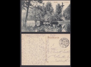 Ansichtskarte Feldpost Glauchau Landstadt Sachsen Gründelteich gestempelt 1915