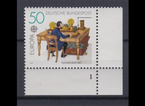 Bund 1011 Eckrand rechts unten mit FN1 Europa Postwesen 50 Pf postfrisch