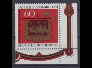 Bund 1023 Eckrand rechts unten Tag der Briefmarke 60 Pf postfrisch