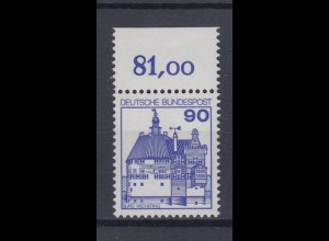 Bund 997 mit Oberrand Burgen + Schlösser 90 Pf postfrisch