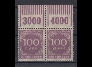 Deutsches Reich 268b Ecke links oben waagerechtes Paar Ziffern 100 M **