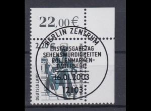 Bund 2307 Eckrand rechts oben SWK 220 Cent mit Ersttagsstempel Berlin