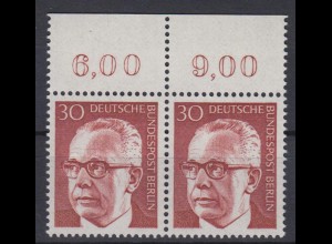 Berlin 363 mit Oberrand waagerechtes Paar Dr. Gustav Heinemann 30 Pf postfrisch