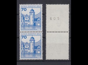 Berlin 538 RM mit ungerader Nr. senkrechtes Paar Burgen+Schlösser 70 Pf **