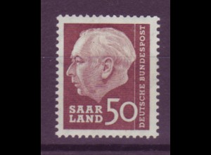 Saarland 393 Bundespräsident Theodor Heuss 50 Fr postfrisch