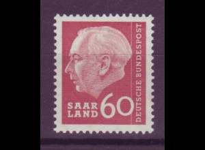 Saarland 394 Bundespräsident Theodor Heuss 60 Fr postfrisch