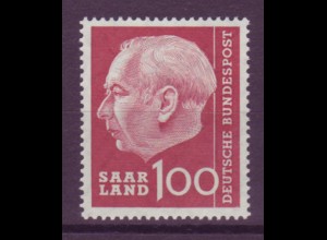 Saarland 398 Bundespräsident Theodor Heuss 100 Fr postfrisch