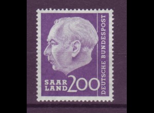 Saarland 399 Bundespräsident Theodor Heuss 200 Fr postfrisch