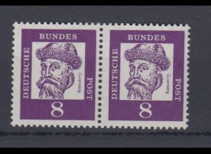 Bund 349y waagerechtes Paar Bedeutende Deutsche 8 Pf postfrisch