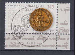 Bund 2511 Eckrand rechts unten 650 Jahre Goldene Bulle 145 C ESST Berlin