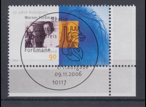 Bund 2573 Eckrand rechts unten 50 Jahre Nobelpreis W. Forßmann 90 C ESST Berlin
