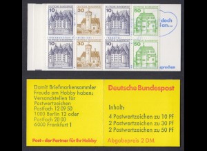 Bund Markenheftchen 22 I o K1 Burgen + Schlösser 1980 postfrisch 