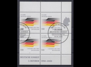 Bund 2142 Eckrand rechts 4er Bl. 10 Jahre Deutsche Einheit 110 Pf ESST Berlin