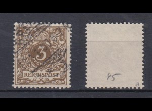 Deutsches Reich 45a Wertziffer Krone im Perlenoval 3 Pf gestempelt Farbgeprüft/1