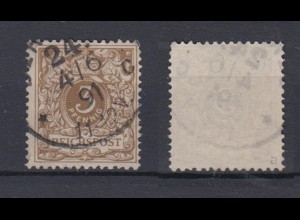 Deutsches Reich 45a Wertziffer Krone im Perlenoval 3 Pf gestempelt Farbgeprüft/2