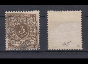 Deutsches Reich 45a Wertziffer Krone im Perlenoval 3 Pf gestempelt Farbgeprüft/3