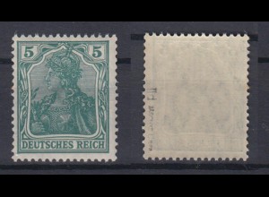 Deutsches Reich 85 II d Rollenmarke Germania 5 Pf postfrisch geprüft Jäschke /3