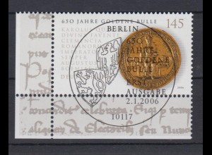 Bund 2511 Eckrand links unten 650 Jahre Goldene Bulle 145 C ESST Berlin