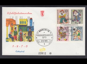 Berlin FDC mit 373-376 Wohlfahrt Marionetten ESST Berlin 6.10.1970 /2