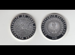 Silbermünze 10 Euro spiegelglanz 2012 50 Jahre Deutsche Welthungerhilfe 