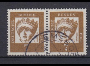 Bund 348y waagerechtes Paar Bedeutende Deutsche 7 Pf gestempelt /3