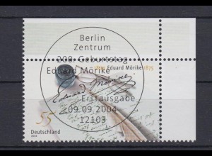 Bund 2419 Eckrand rechts oben 200. Geburtstag Eduard Mörike 55 C ESST Berlin