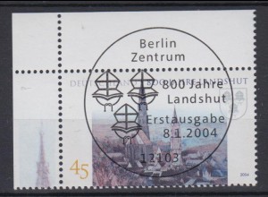 Bund 2376 Eckrand links oben 800 Jahre Landshut 45 Cent ESST Berlin
