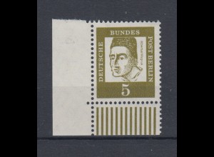 Berlin 199 Eckrand links unten Bedeutende Deutsche 5 Pf postfrisch