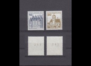 Berlin 532 II + 534 II Letterset RM mit ungera. Nr. Burgen+Schlösser 10+30 Pf **