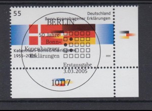 Bund 2449 Eckrand rechts unten Bonn-Kopenhagener Erklärung 55 Cent ESST Berlin