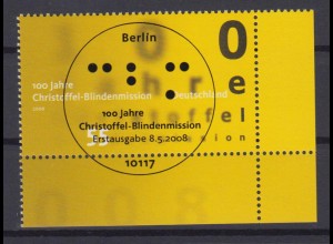 Bund 2664 Eckrand rechts unten Christoffel Blindenmission 55 C ESST Berlin