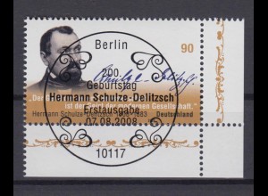 Bund 2684 Eckrand rechts unten Hermann Schulze Delitzsch 90 C ESST Berlin