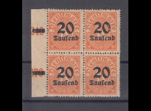 Deutsches Reich Dienst D 90 mit Seitenrand links 4er Block 20 Tsd M auf 30 Pf **