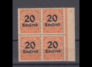 Deutsches Reich Dienst D 90 Seitenrand rechts 4er Block 20 Tsd M auf 30 Pf ** /1