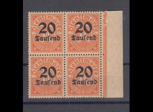 Deutsches Reich Dienst D 90 Seitenrand rechts 4er Block 20 Tsd M auf 30 Pf ** /2