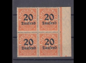 Deutsches Reich Dienst D 90 Seitenrand rechts 4er Block 20 Tsd M auf 30 Pf ** /3