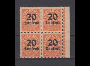 Deutsches Reich Dienst D 90 Seitenrand rechts 4er Block 20 Tsd M auf 30 Pf ** /6